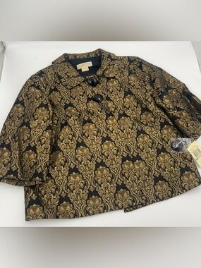 Michael Kors Black and Gold Metallic Brocade Jacket NWT